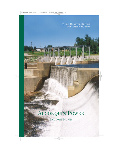 Thumbnail Algonquin Power & Utilities Quarterly Report 2001-q3
