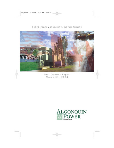 Thumbnail Algonquin Power & Utilities Quarterly Report 2004-q1