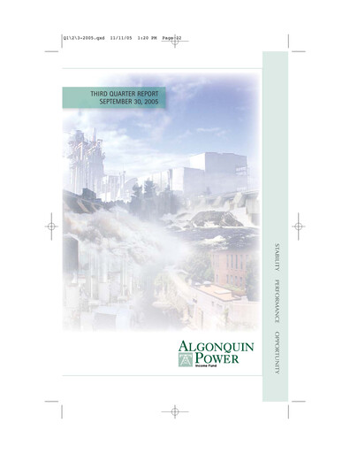 Thumbnail Algonquin Power & Utilities Quarterly Report 2005-q3