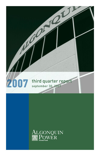 Thumbnail Algonquin Power & Utilities Quarterly Report 2007-q3