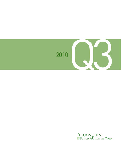 Thumbnail Algonquin Power & Utilities Quarterly Report 2010-q3