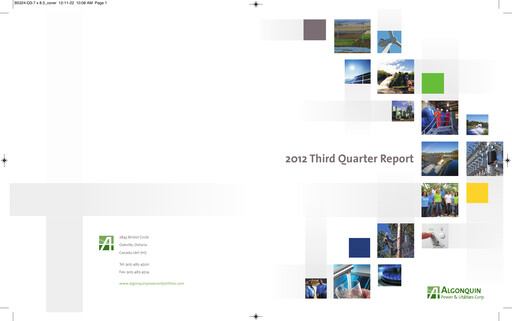 Thumbnail Algonquin Power & Utilities Quarterly Report 2012-q3