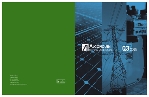 Thumbnail Algonquin Power & Utilities Quarterly Report 2015-q3