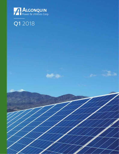 Thumbnail Algonquin Power & Utilities Quarterly Report 2018-q1