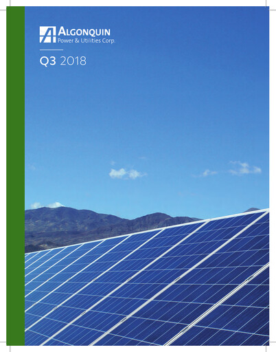 Thumbnail Algonquin Power & Utilities Quarterly Report 2018-q3