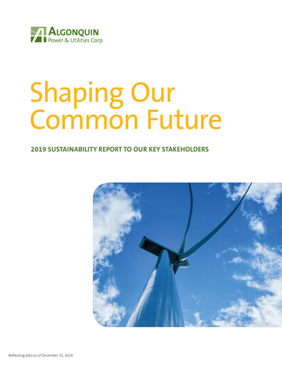 Vorschaubild Algonquin Power & Utilities Nachhaltigkeitsbericht 2019