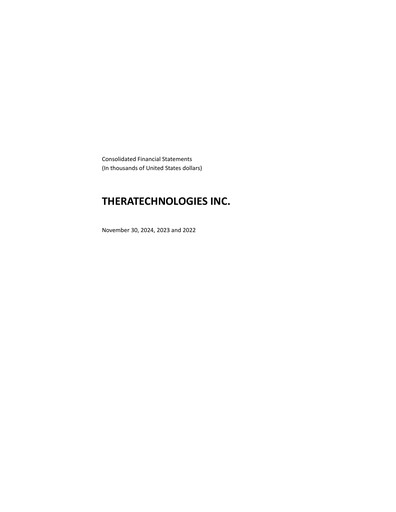 Thumbnail Theratechnologies Financial Statement fy2024