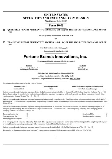 Thumbnail Fortune Brands Innovations Quarterly Report 2024-q1