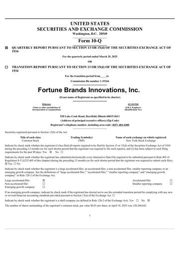 Thumbnail Fortune Brands Innovations Quarterly Report 2025-q1