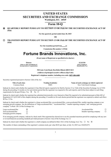 Thumbnail Fortune Brands Innovations Quarterly Report 2025-q2