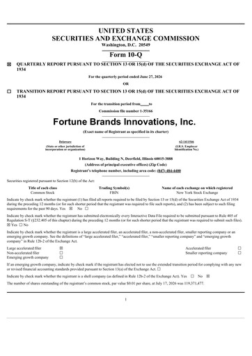 Thumbnail Fortune Brands Innovations Quarterly Report 2026-q2