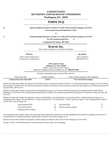 Thumbnail Kenvue Quarterly Report 2023-q2