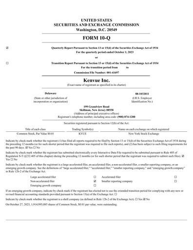 Thumbnail Kenvue Quarterly Report 2023-q3