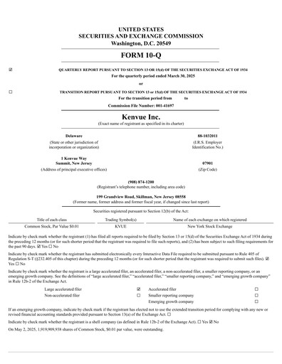 Thumbnail Kenvue Quarterly Report 2025-q1