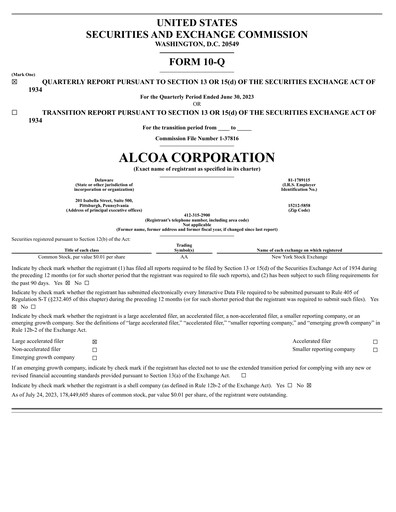Miniature Alcoa Rapport trimestriel 2023-q2