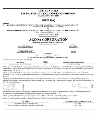Miniature Alcoa Rapport trimestriel 2024-q3