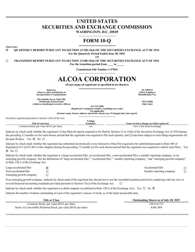 Miniature Alcoa Rapport trimestriel 2025-q2