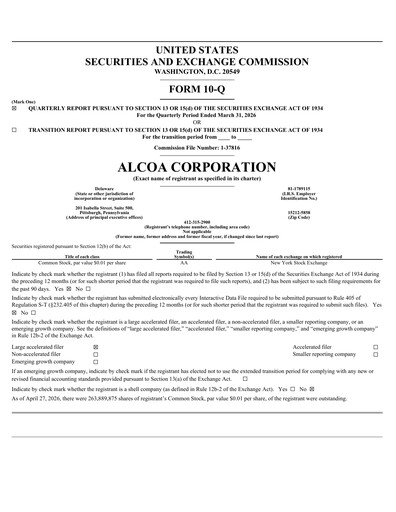 Thumbnail Alcoa Quarterly Report 2026-q1