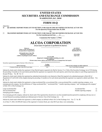 Miniature Alcoa Rapport trimestriel 2026-q2