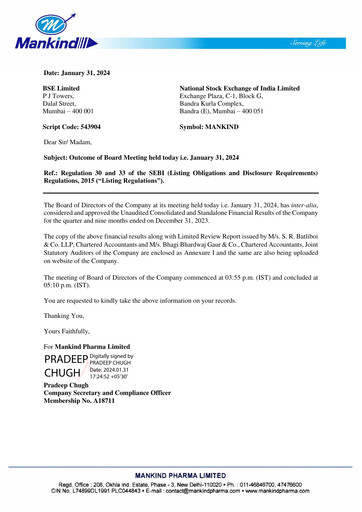 Thumbnail Mankind Pharma Quarterly Report 2023-q3