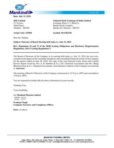 Thumbnail Mankind Pharma Quarterly Report 2024-q1