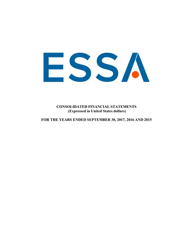 Thumbnail ESSA Pharma Financial Statement fy2017