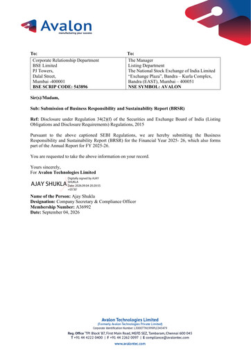 Thumbnail Avalon Technologies ESG Report 2025-2026