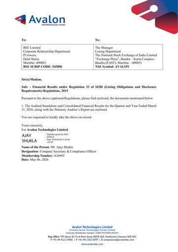Thumbnail Avalon Technologies Quarterly Report 2026-q4