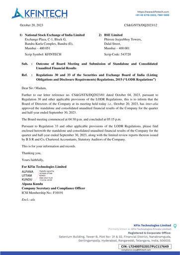 Miniature KFin Technologies Rapport trimestriel 2023-q2