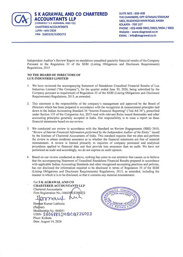 Miniature Lux Industries Rapport trimestriel 2026-q1