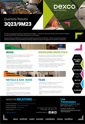 Thumbnail Dexco Quarterly Report 2023-q3