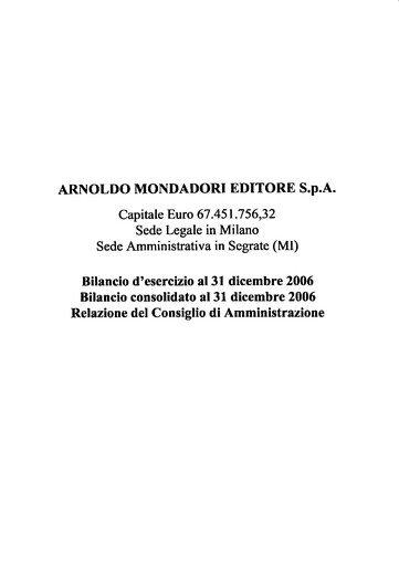 Thumbnail Arnoldo Mondadori Editore Financial Report 2006