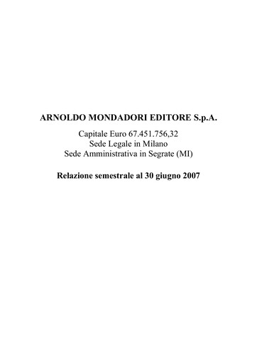 Thumbnail Arnoldo Mondadori Editore Financial Report 2007-h1