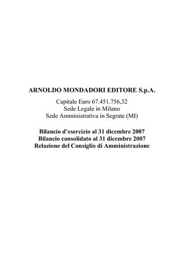 Thumbnail Arnoldo Mondadori Editore Financial Report 2007