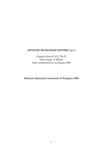 Thumbnail Arnoldo Mondadori Editore Financial Report 2008-h1