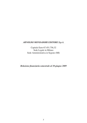 Thumbnail Arnoldo Mondadori Editore Financial Report 2009-h1