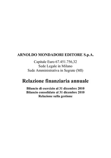 Thumbnail Arnoldo Mondadori Editore Financial Report 2010