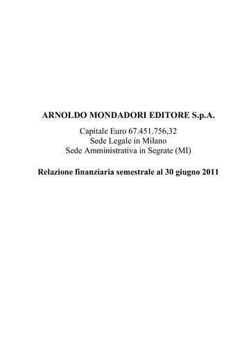 Thumbnail Arnoldo Mondadori Editore Financial Report 2011-h1