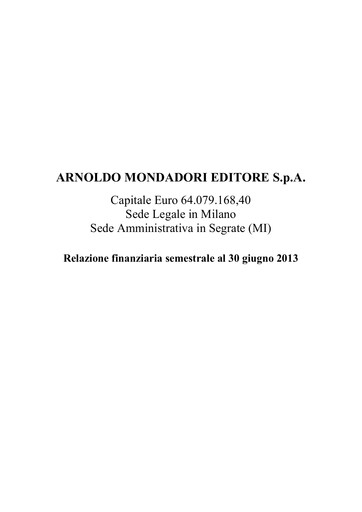 Thumbnail Arnoldo Mondadori Editore Financial Report 2013-h1