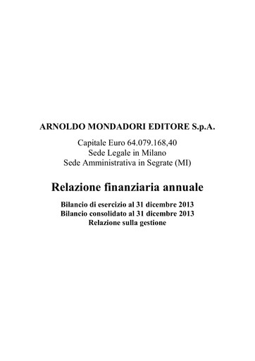 Thumbnail Arnoldo Mondadori Editore Financial Report 2013