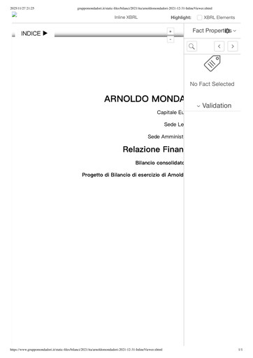 Thumbnail Arnoldo Mondadori Editore Financial Report 2021