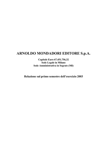 Miniature Arnoldo Mondadori Editore Rapport semestriel 2003-h1