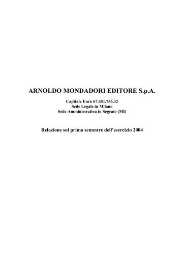 Miniature Arnoldo Mondadori Editore Rapport semestriel 2004-h1
