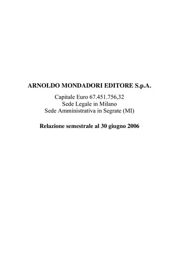 Miniature Arnoldo Mondadori Editore Rapport semestriel 2006-h1