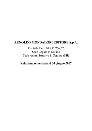 Miniature Arnoldo Mondadori Editore Rapport semestriel 2007-h1