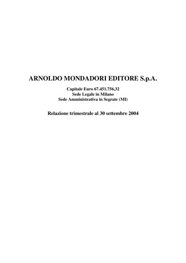 Thumbnail Arnoldo Mondadori Editore Quarterly Report 2004-q3
