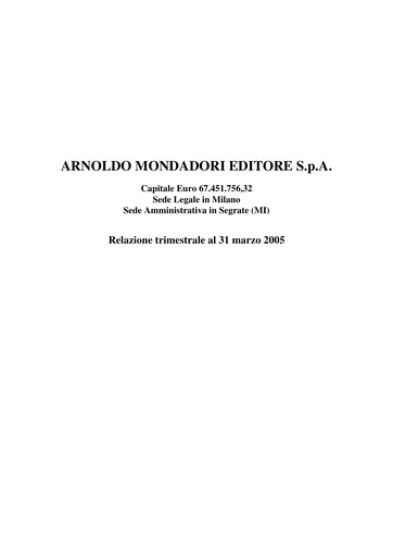Thumbnail Arnoldo Mondadori Editore Quarterly Report 2005-q1