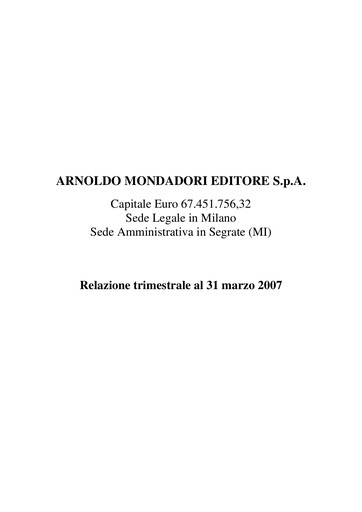 Thumbnail Arnoldo Mondadori Editore Quarterly Report 2007-q1
