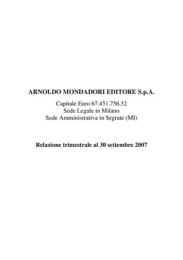 Thumbnail Arnoldo Mondadori Editore Quarterly Report 2007-q3
