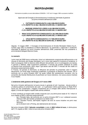 Thumbnail Arnoldo Mondadori Editore Quarterly Report 2008-q1